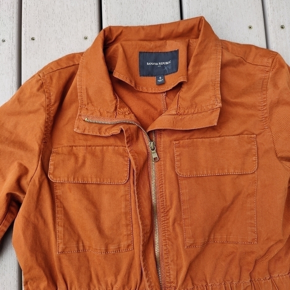 Banana Republic Rust Burnt Orange Military Utility Zip Up Jacket Womens S Small - Picture 9 of 13